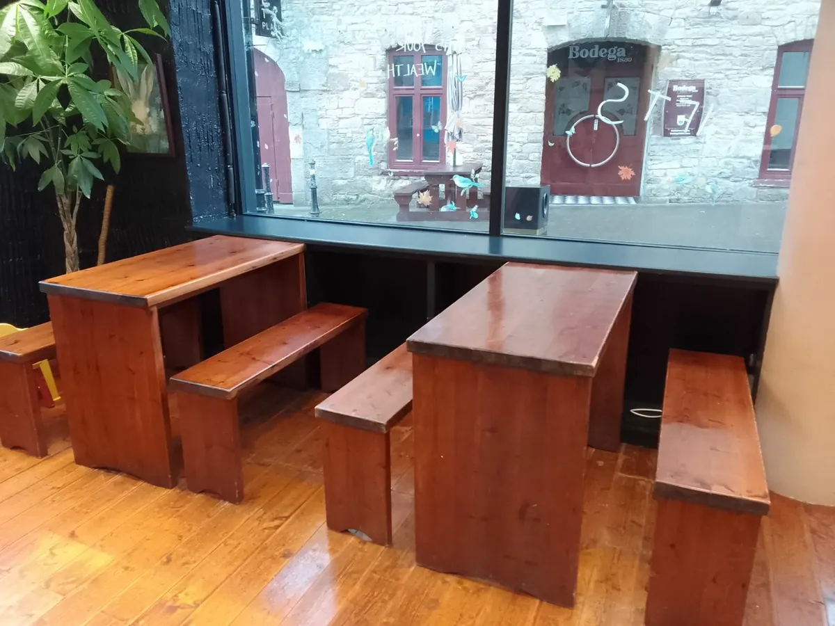 Wooden Stools and Pine benches - Image 1