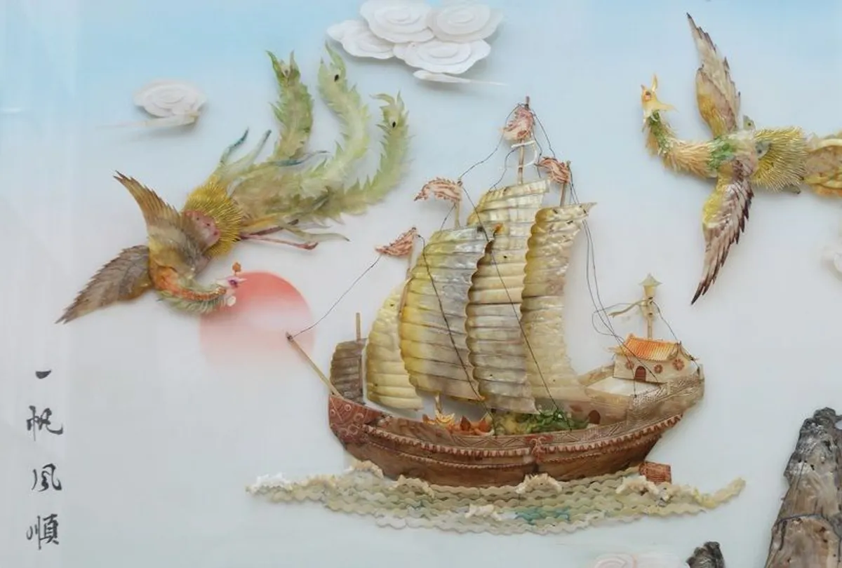 Chinese Shell Carving Painting - Image 4
