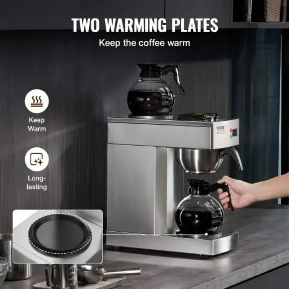 12 Cups Commercial Drip Coffee Maker, Coffee Maker - Image 3