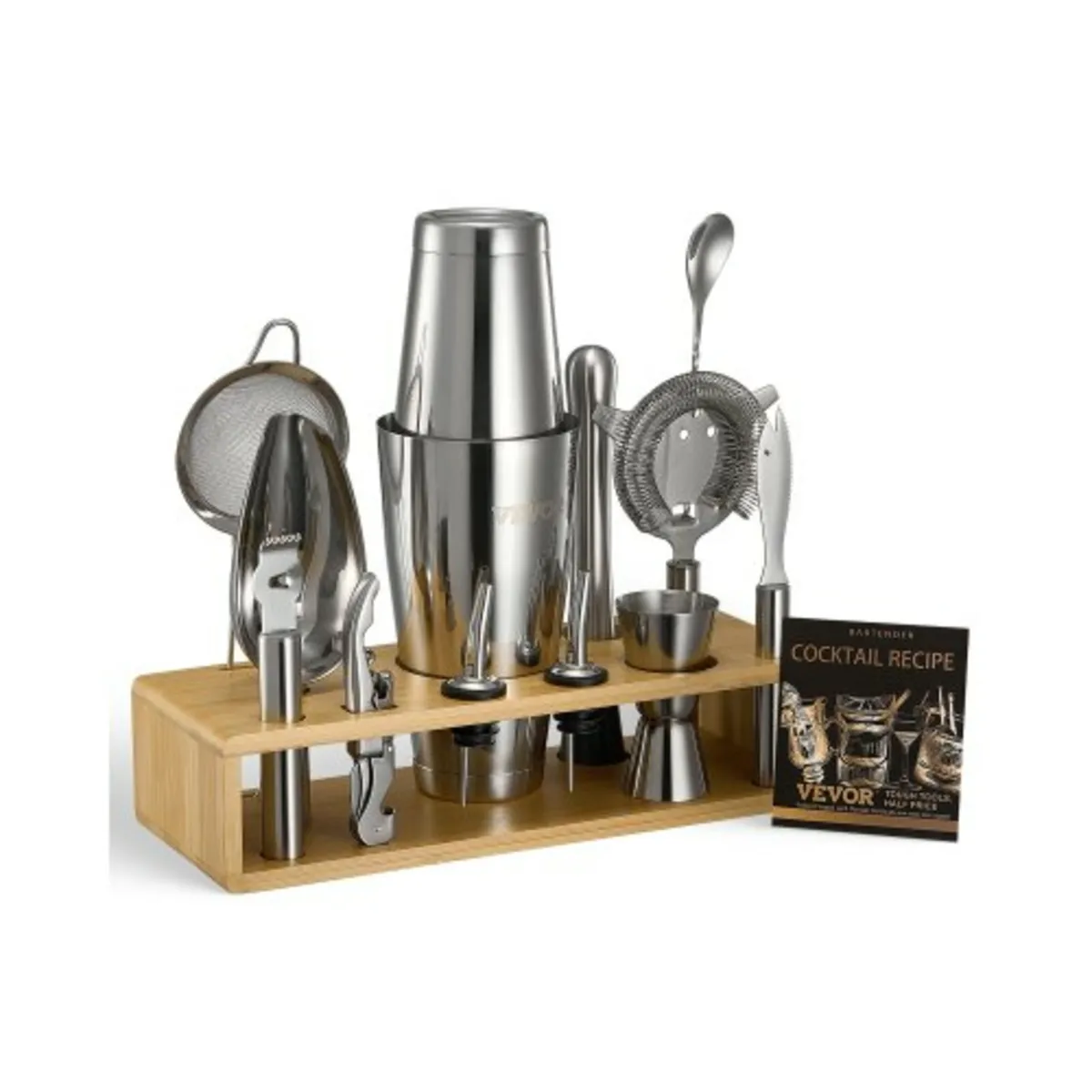 Cocktail Shaker Set, 13-Piece Stainless Steel Bar - Image 1