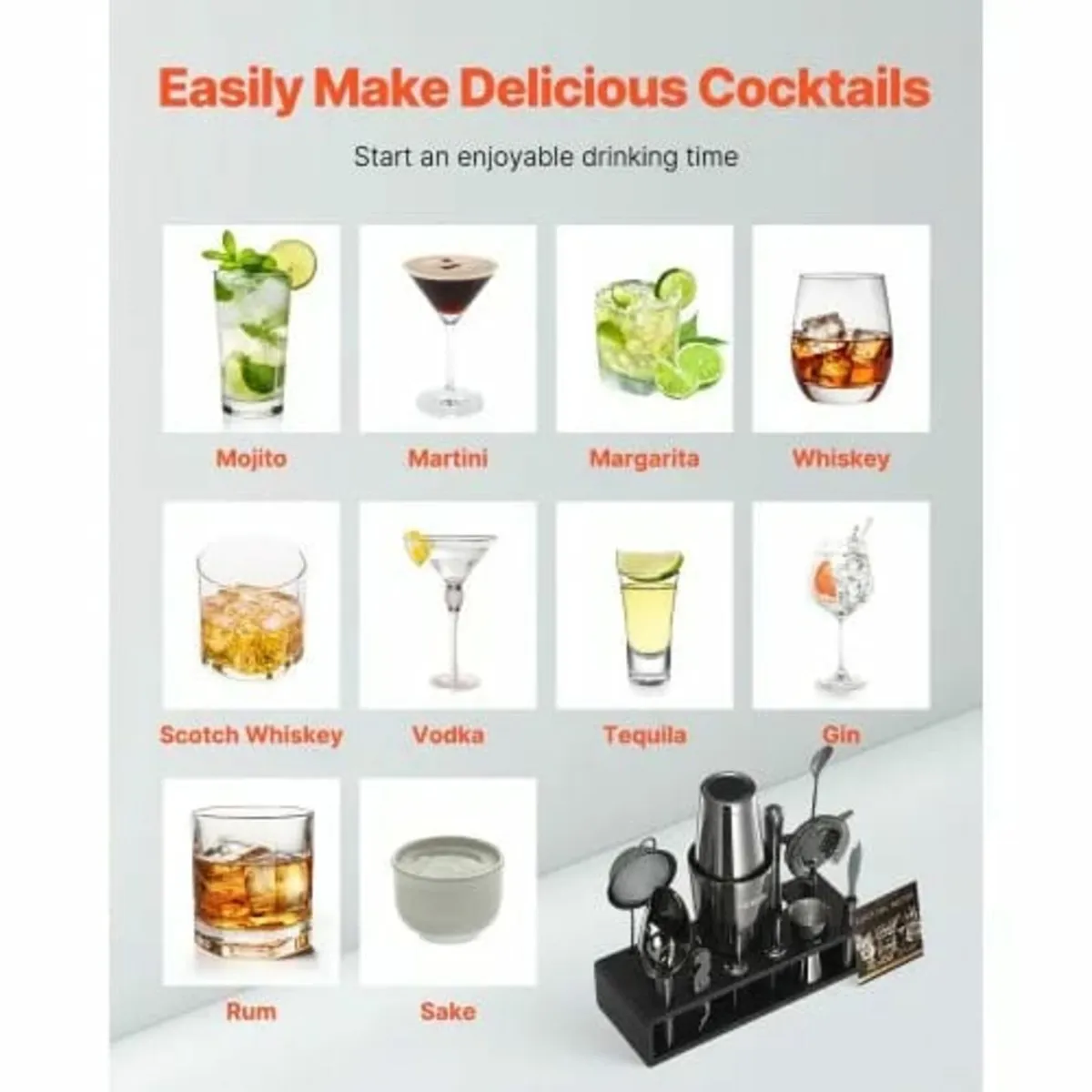 Cocktail Shaker Set, 13-Piece Stainless Steel Bar - Image 4
