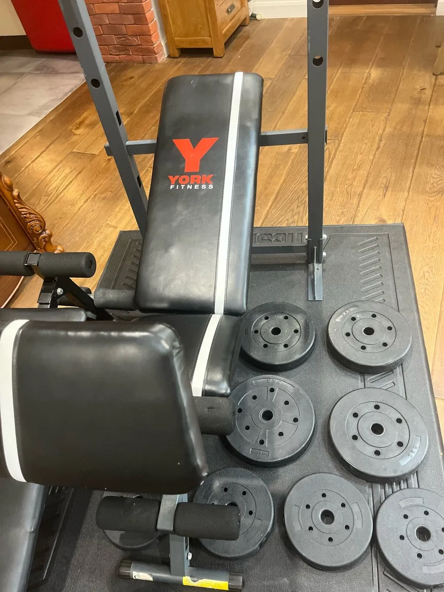 Bench barbell dumbbells and weights - Image 2