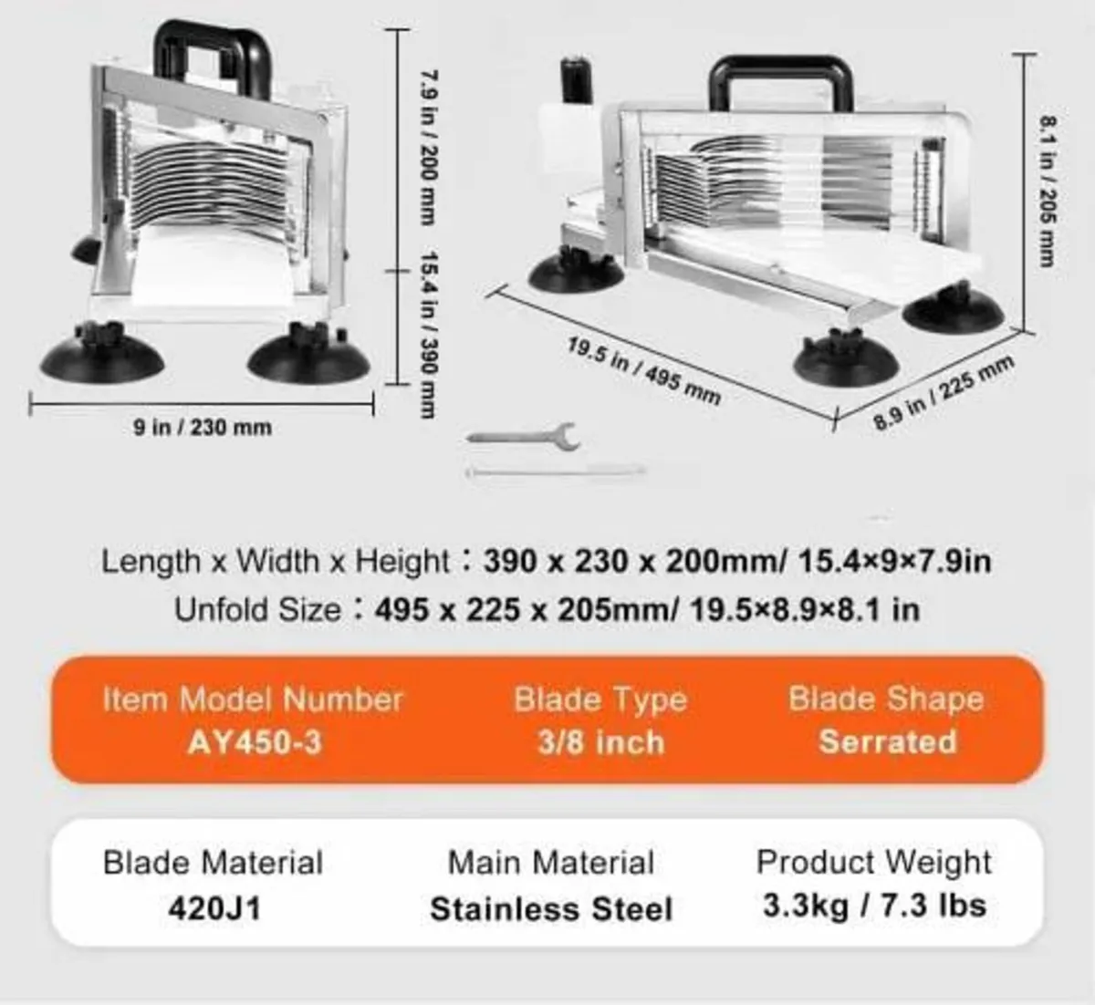 Commercial Tomato Slicer, 3/8 inch Tomato Cutter S - Image 3