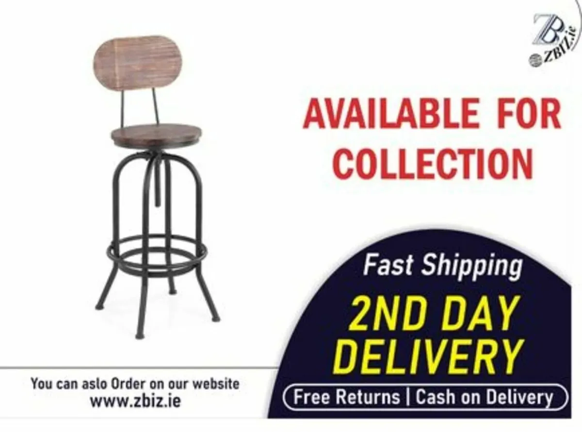 Swivel Bar Stools – Pinewood Top and Metal Frame - Image 1