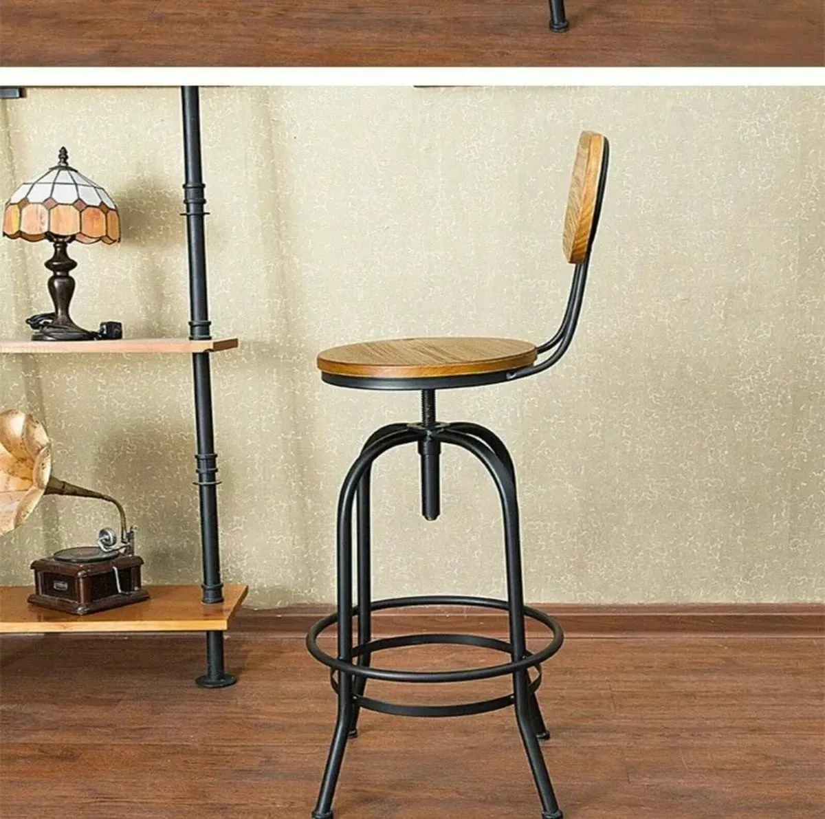 Swivel Bar Stools – Pinewood Top and Metal Frame - Image 2