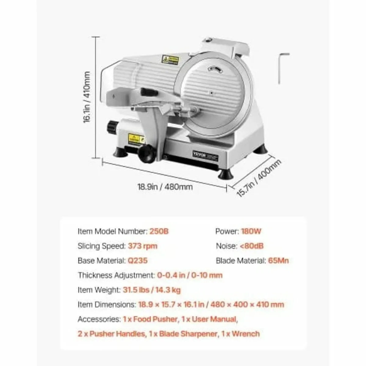 Commercial Meat Slicer, 10 inch Electric Deli Food - Image 3