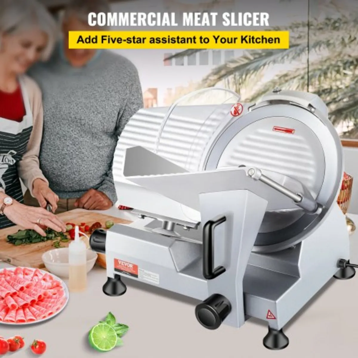 Meat Slicer, 240W Electric Deli Food Slicer, 10 in - Image 2