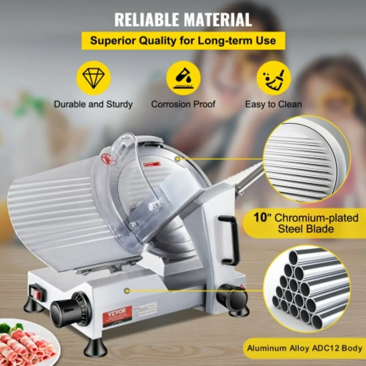 Meat Slicer, 240W Electric Deli Food Slicer, 10 in - Image 4