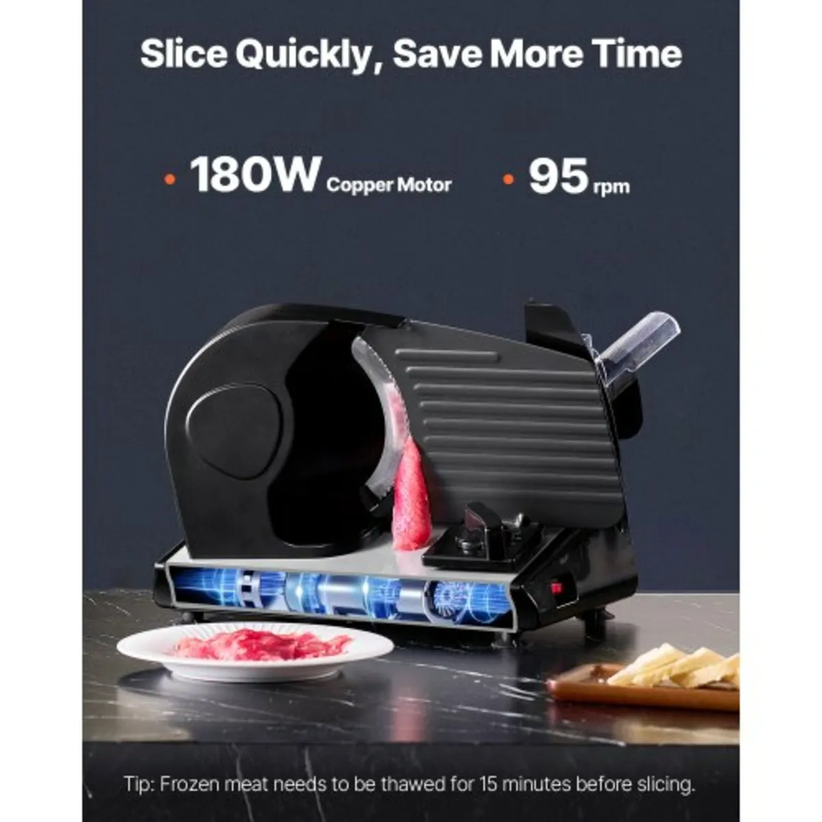 Meat Slicer, 7.5 inch Electric Deli Food Slicer, 1 - Image 3