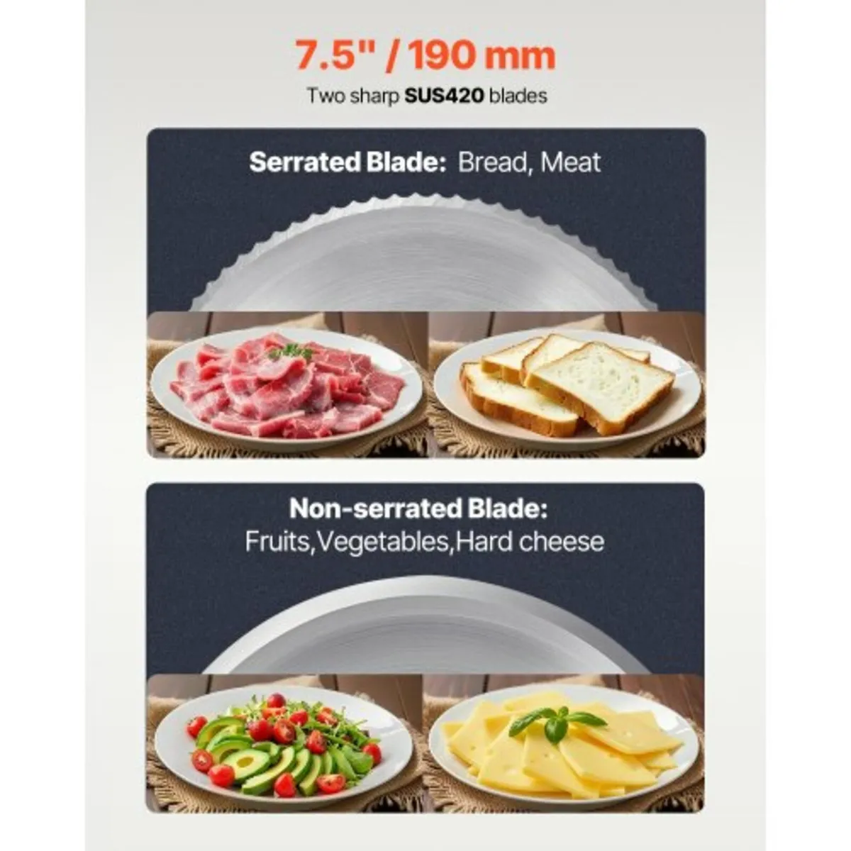 Meat Slicer, 7.5 inch Electric Deli Food Slicer, 1 - Image 4