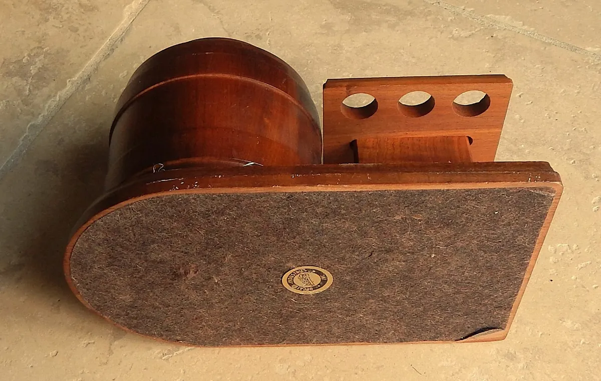Vintage Walnut Pipe Rack & Humidor Tobacco Jar - Image 3
