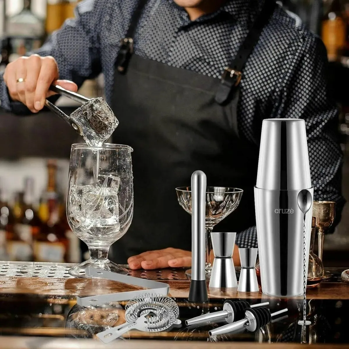 Cocktail Shaker Set, 9-Piece Stainless Steel Bar - Image 3