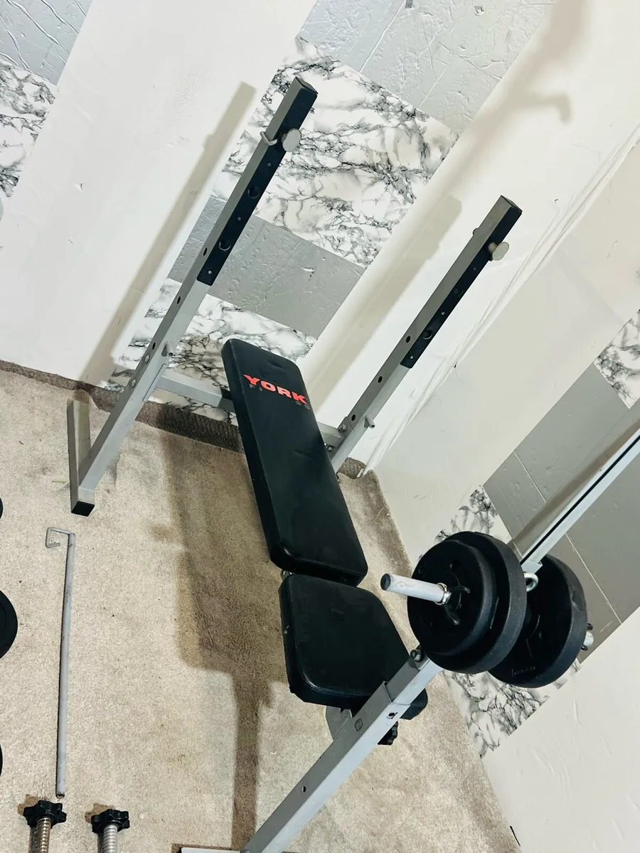 Weight bench with pulley weights barbell dumbbells - Image 3