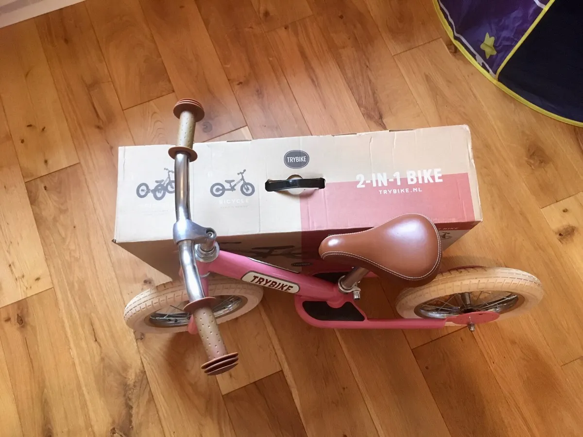 Trybike 2 in 1 Balance Bike Vintage Pink - Image 3