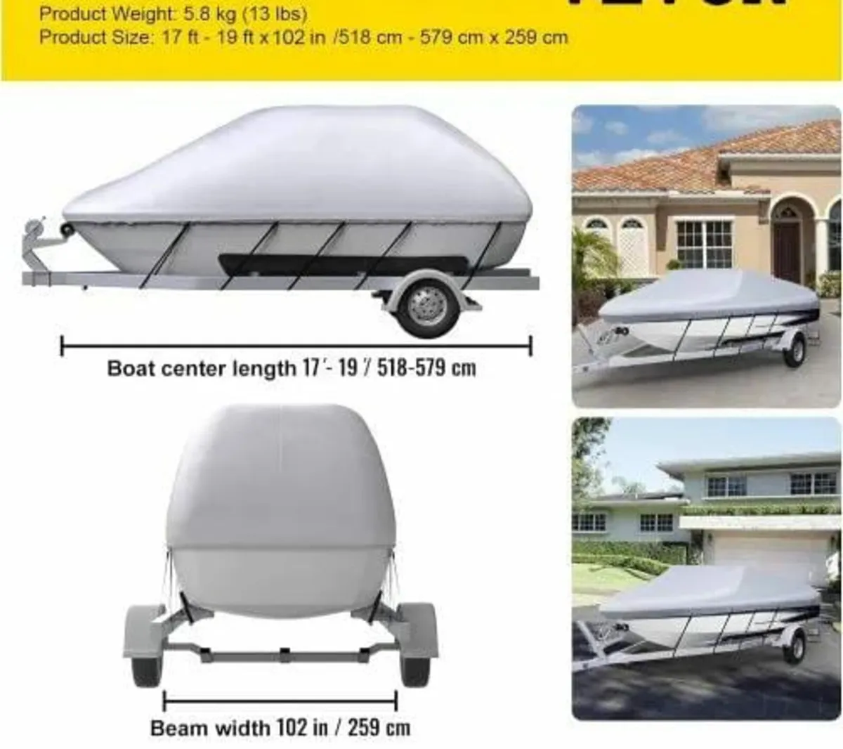 Waterproof Boat Cover, 518.2 cm-579.1 cm Trailerab - Image 3