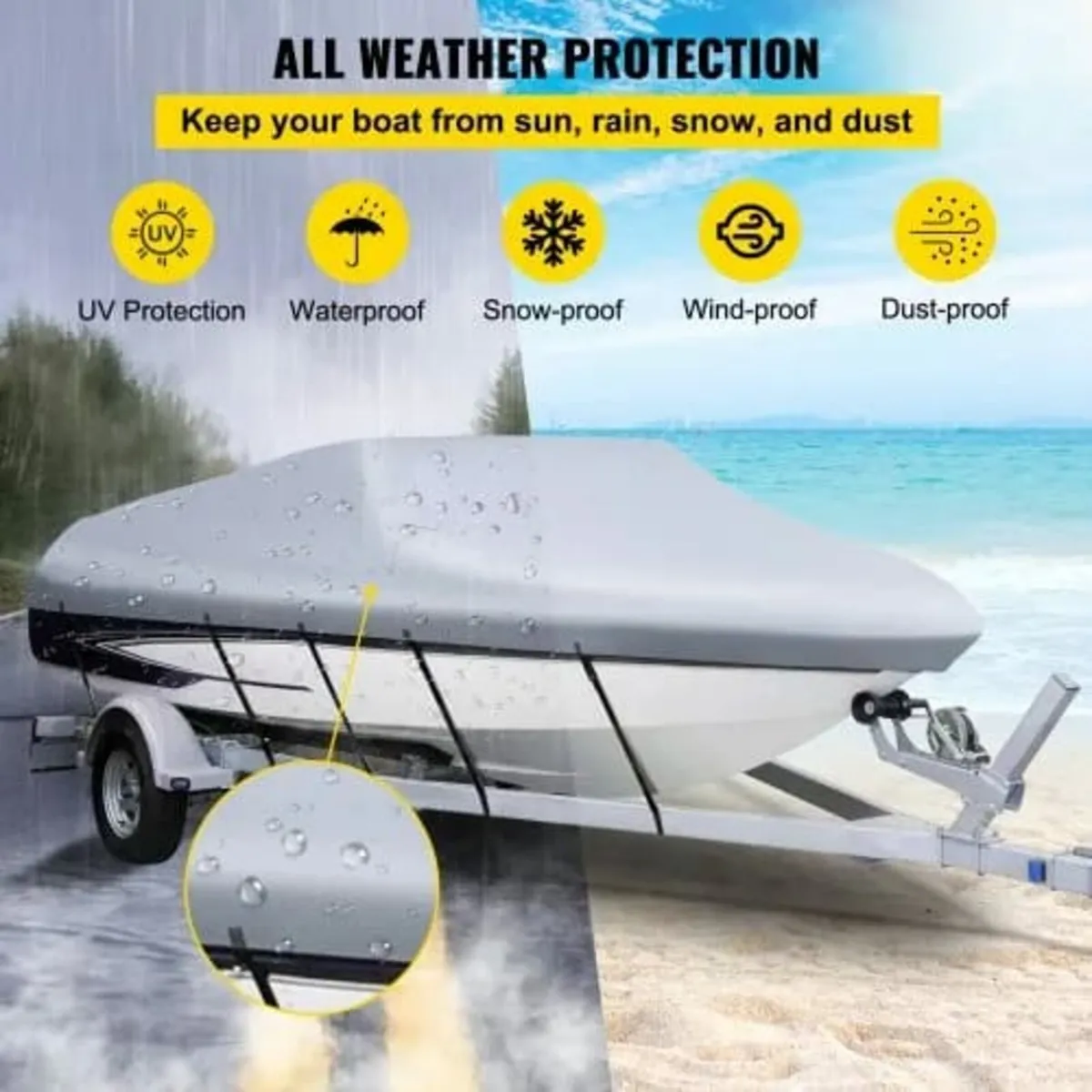 Waterproof Boat Cover, 518.2 cm-579.1 cm Trailerab - Image 4