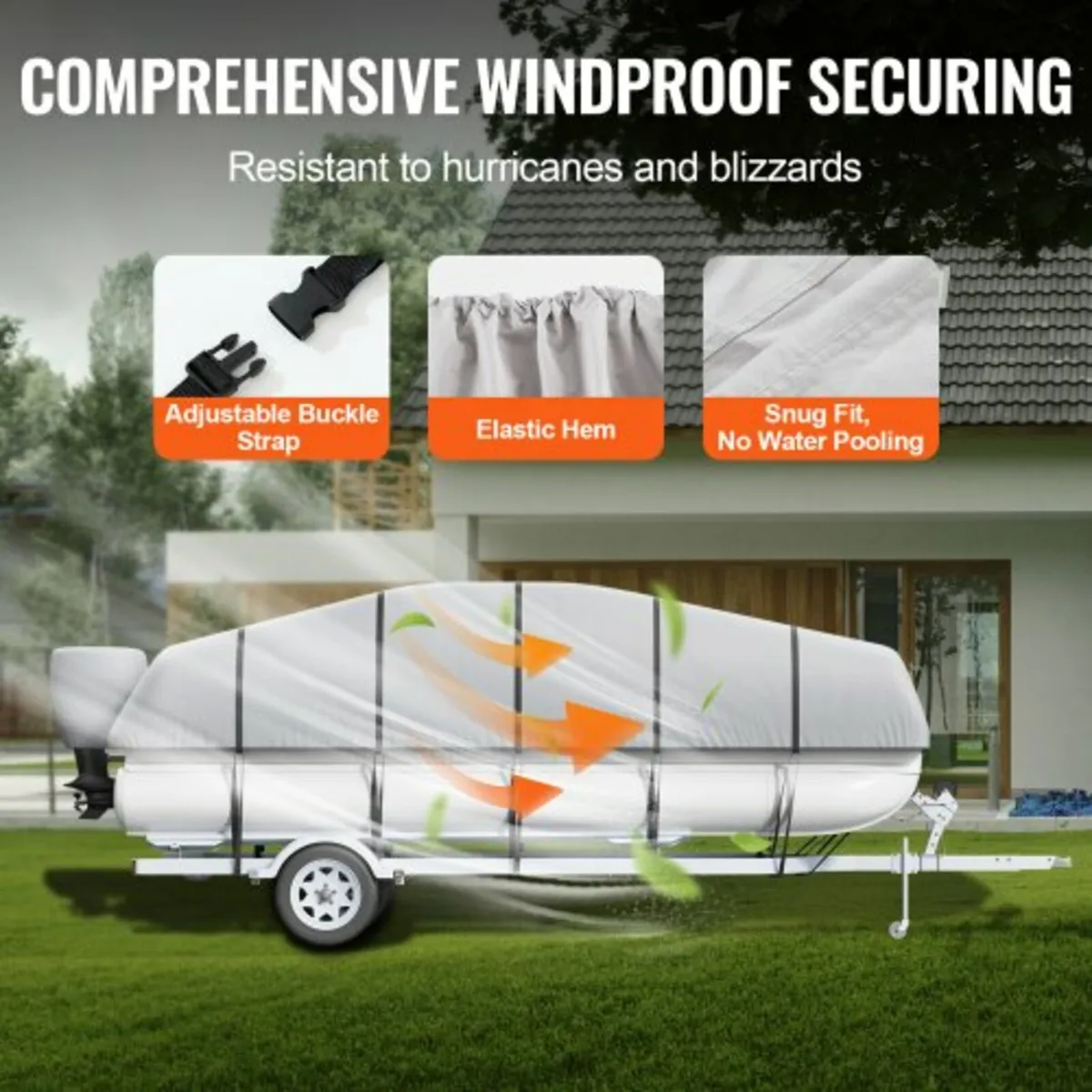 Pontoon Boat Cover, 23'-24' Waterproof Trailerable - Image 2