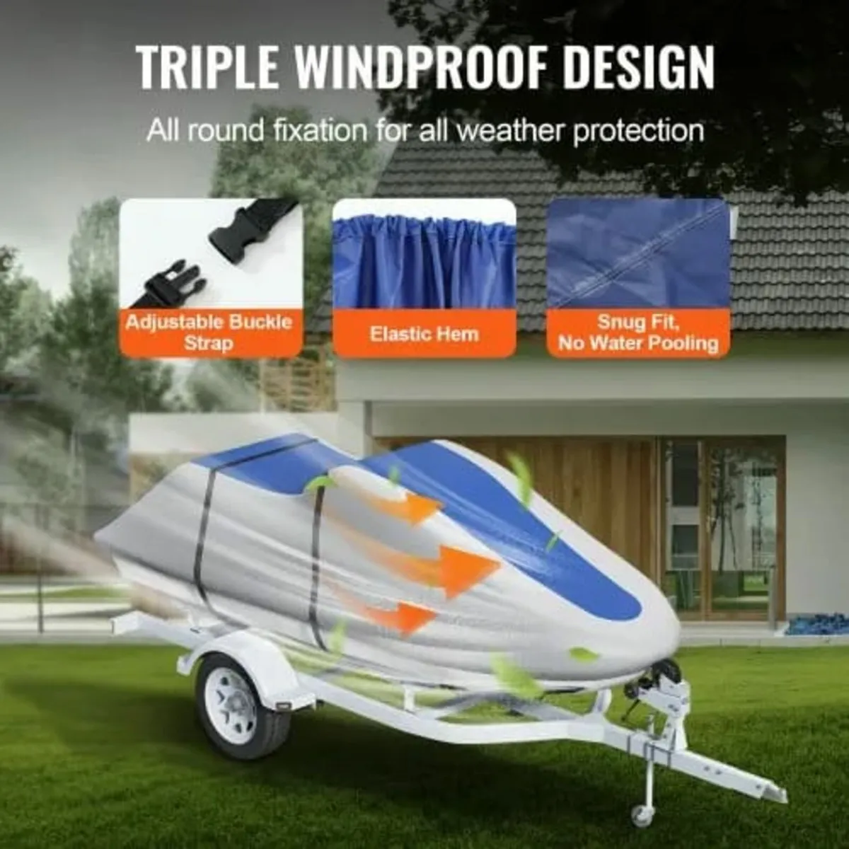 Jet Ski Cover, 3200-3420 mm Trailerable Waterproof - Image 3