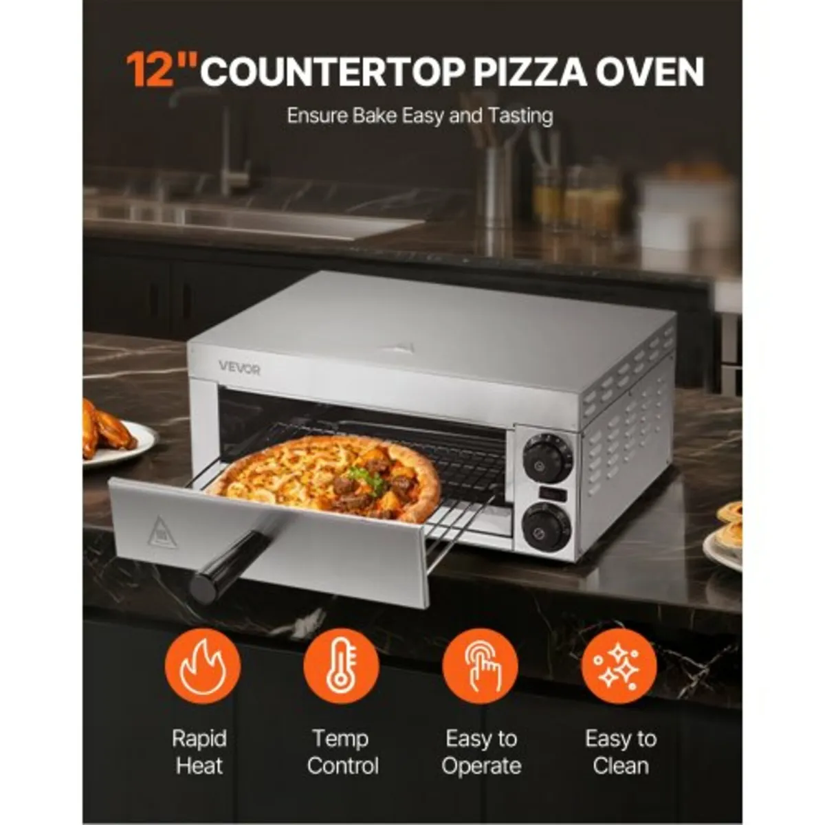 Electric Pizza Oven for Countertops, 12-inch, 1500 - Image 2