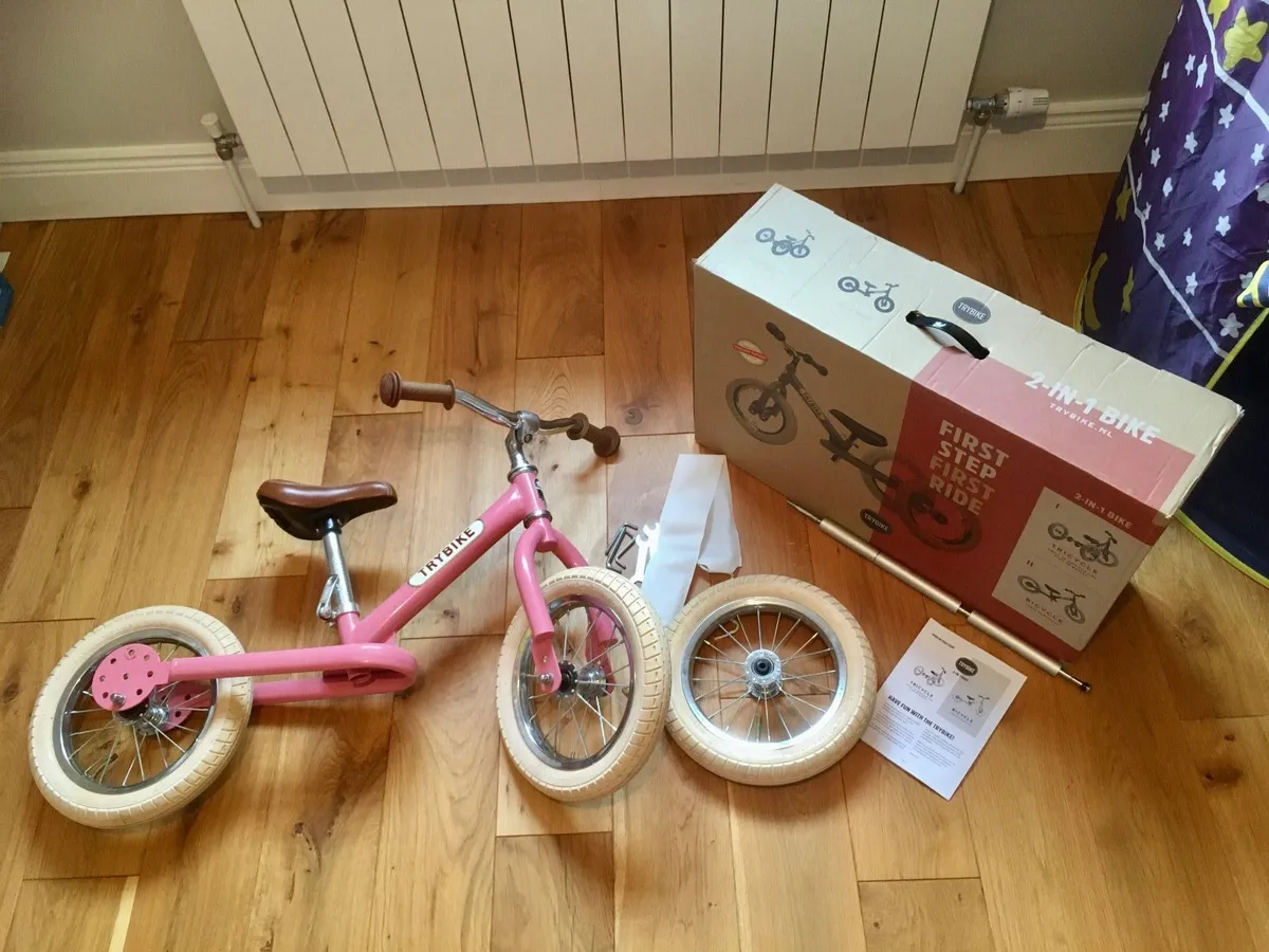 Trybike 2 in 1 Balance Bike Vintage Pink - Image 1