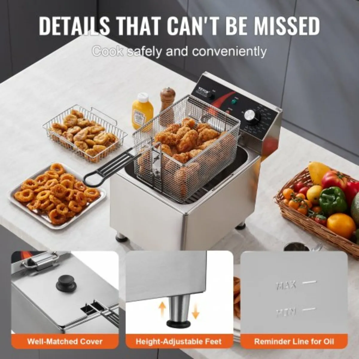 Commercial Deep Fryer, 1750W Electric Countertop F - Image 4