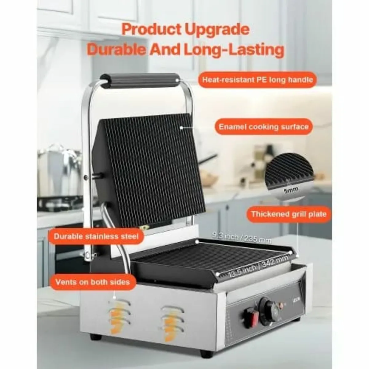 Commercial Panini Grill, 2200W Electric Sandwich P - Image 2