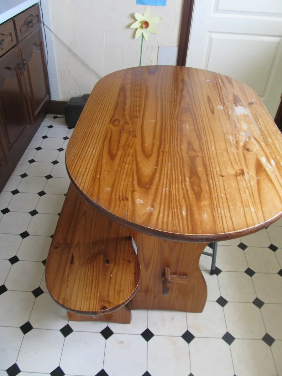 Table and two benches - Image 1