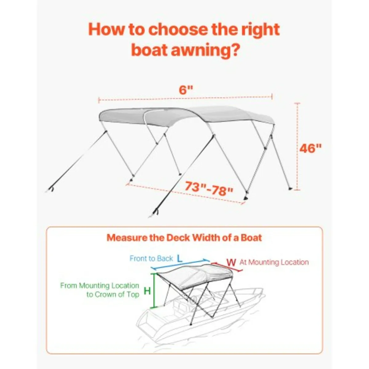 Boat Bimini Tops, 600D Polyester Canopy with Alumi - Image 4