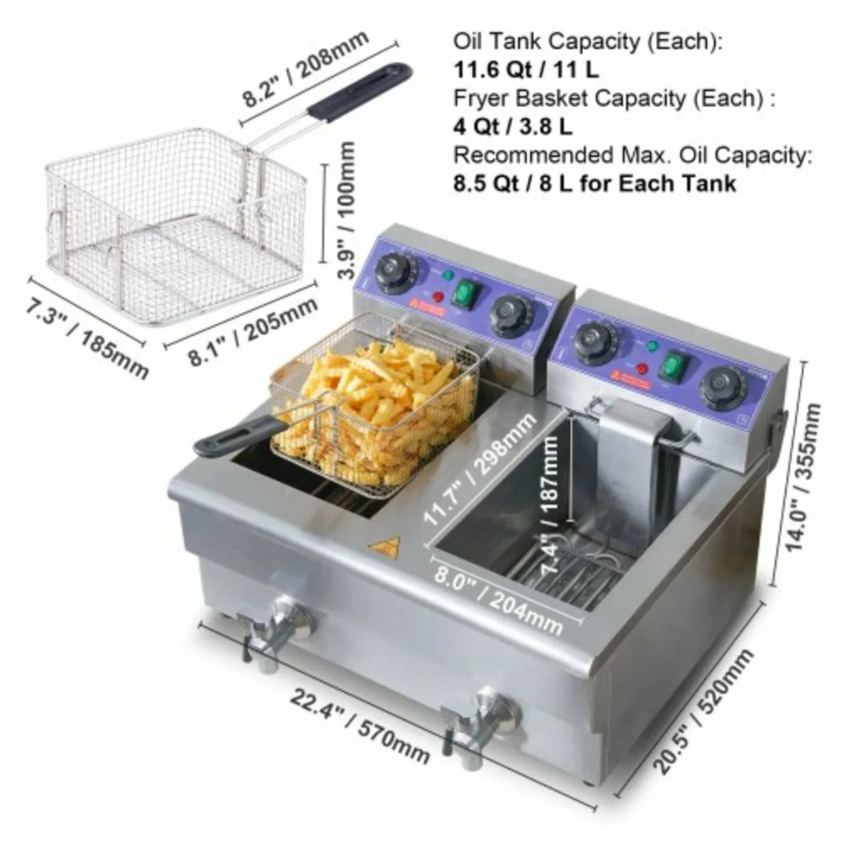 Commercial Electric Deep Fryer Countertop Deep Fry - Image 3