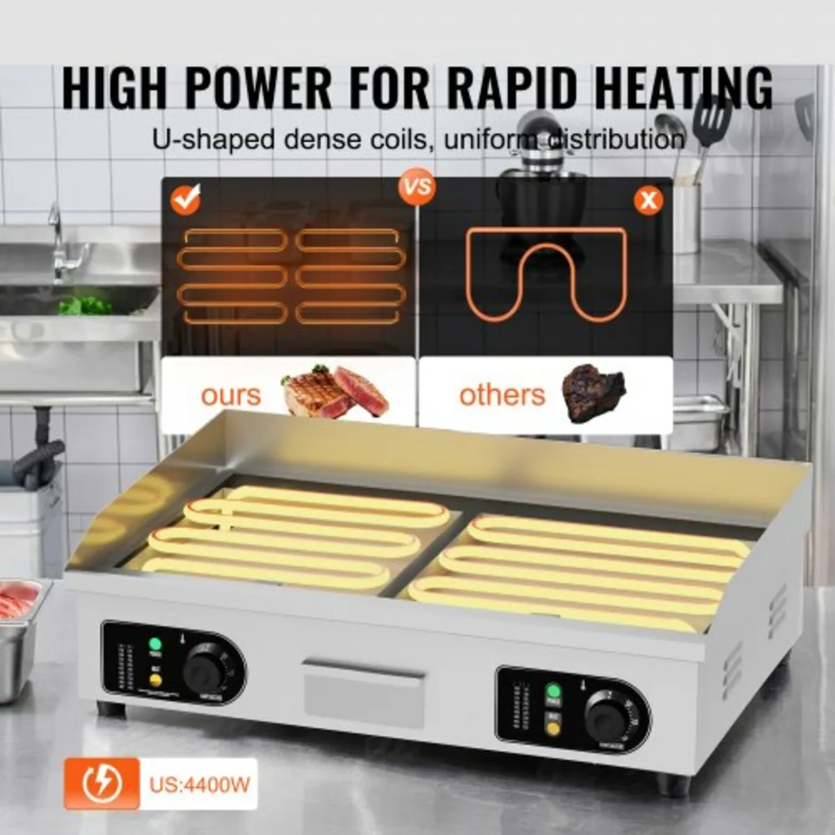 Electric Griddle, 4400W Countertop Flat Top Grill, - Image 3