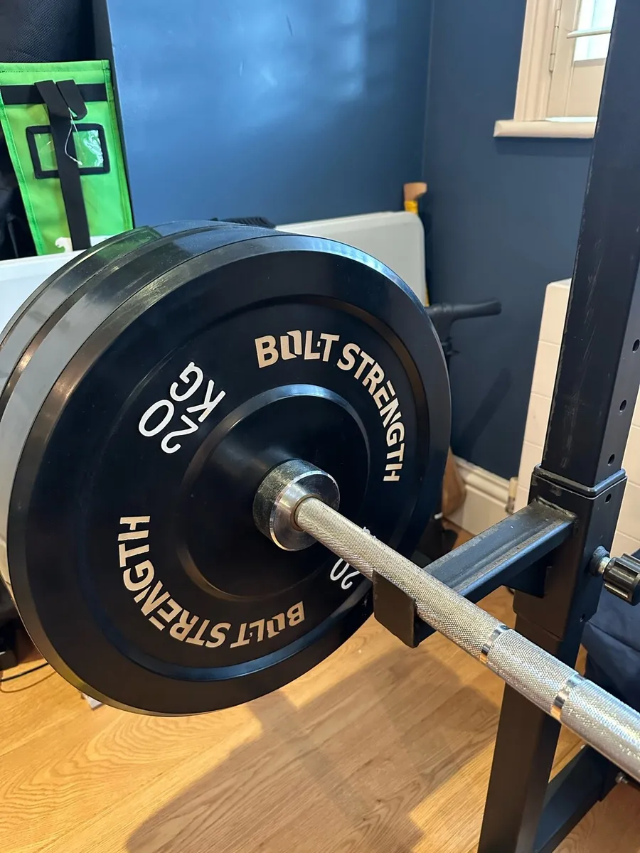 Gym bench , bar , rack and weights - Image 4