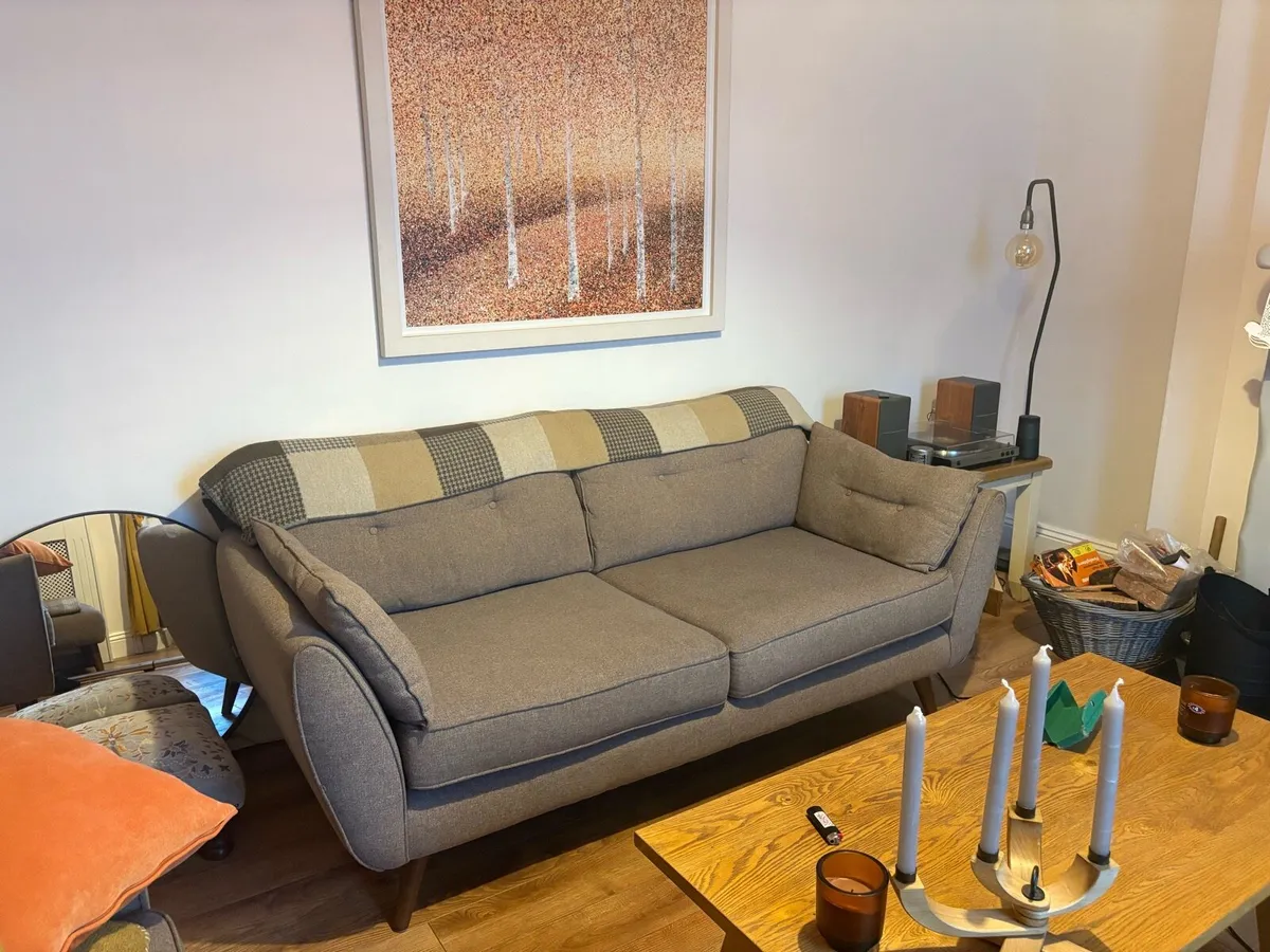 French conn. Zinc 3 + 1 seater sofa + footstool - Image 1