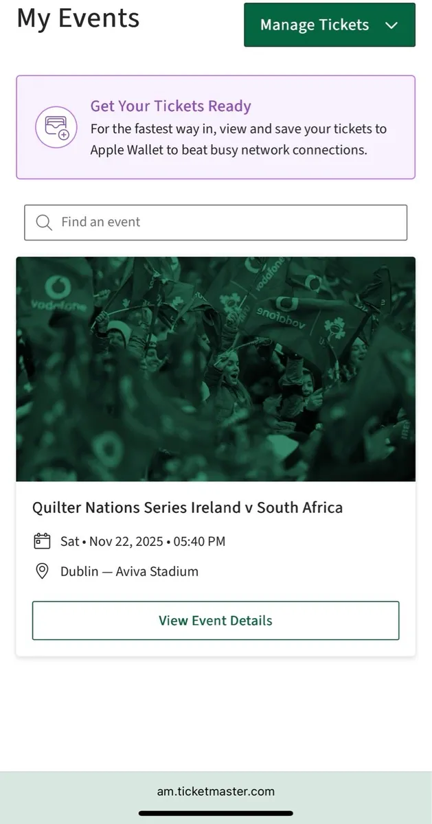 2 tickets “Ireland v South Africa”