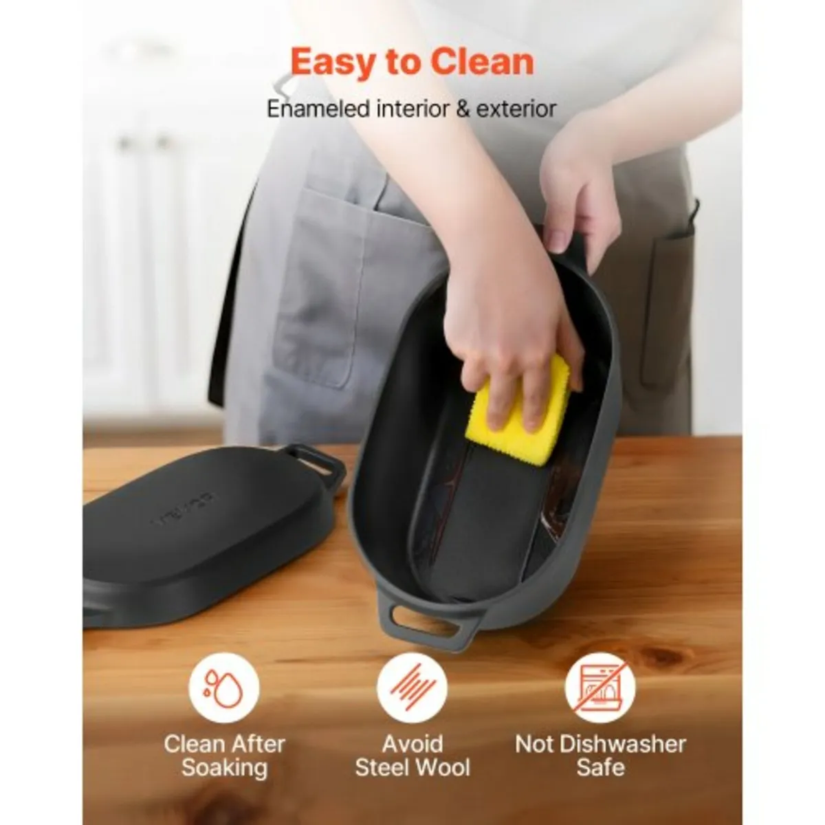 Enameled Cast Iron Dutch Oven, 3.3L Pot with Lid a - Image 4