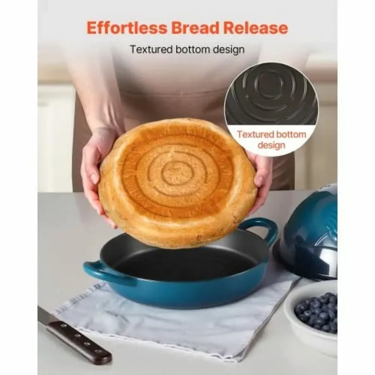 Enameled Cast Iron Dutch Oven, 4.7L Pot for Sourdo - Image 2