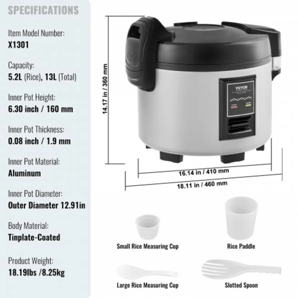 Commercial Rice Cooker, 60-Cup Rice Cooker, 13 Lit - Image 3