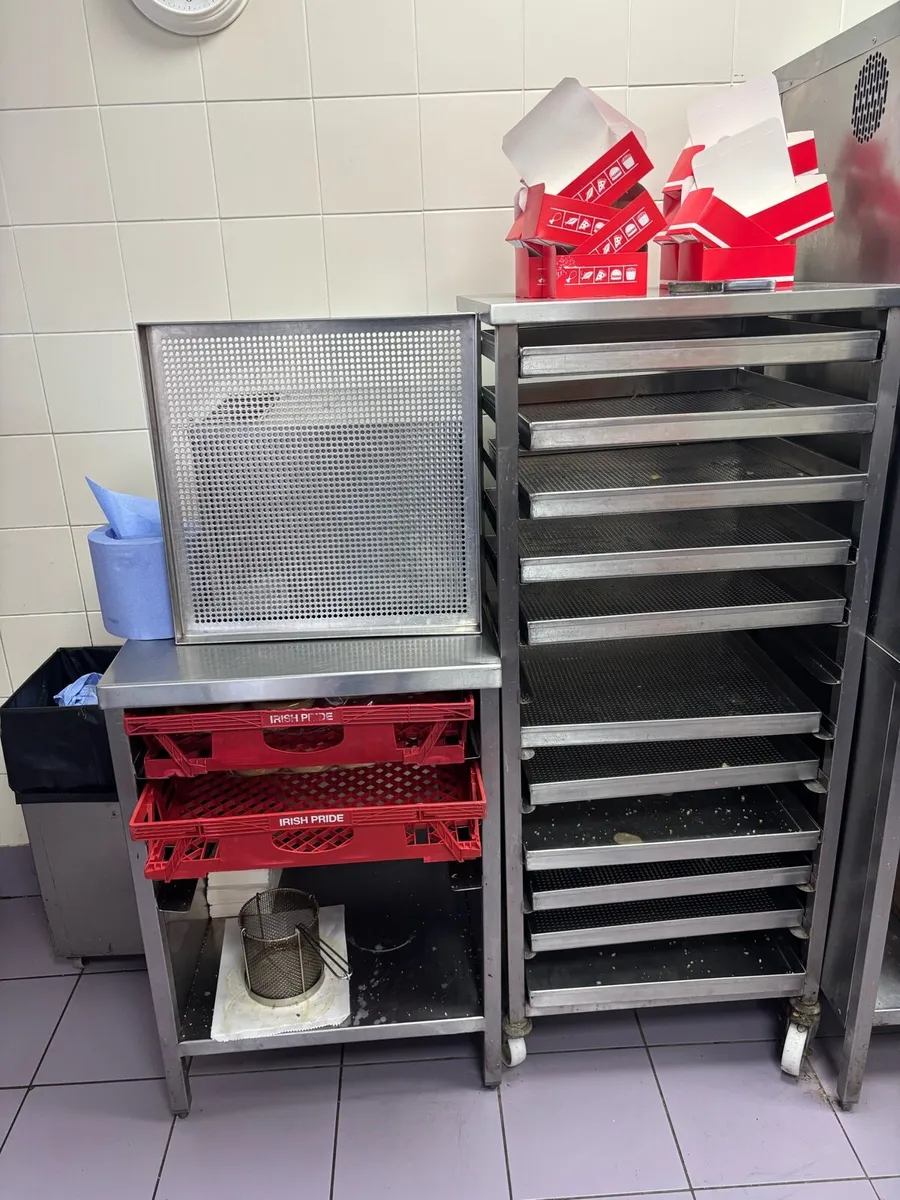 Stainless trays and stand - Image 1