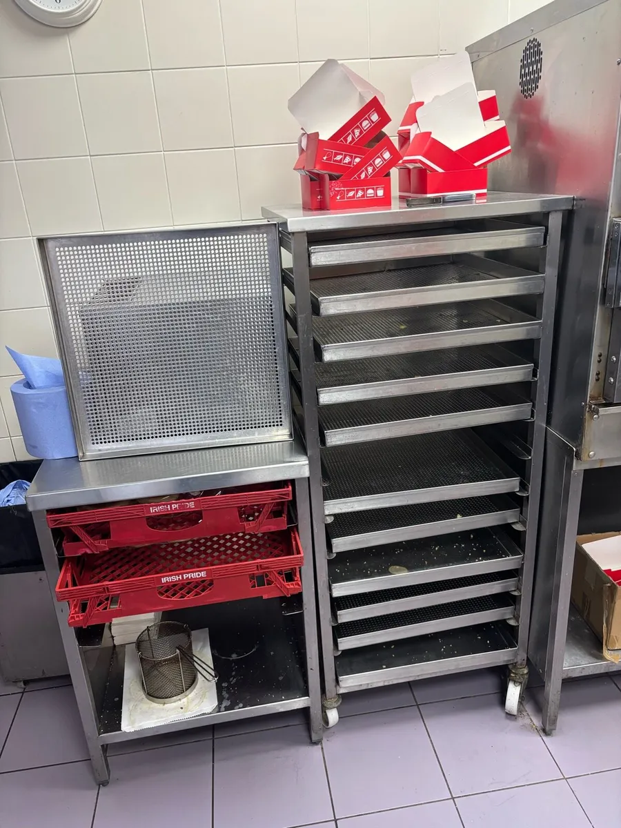 Stainless trays and stand - Image 2