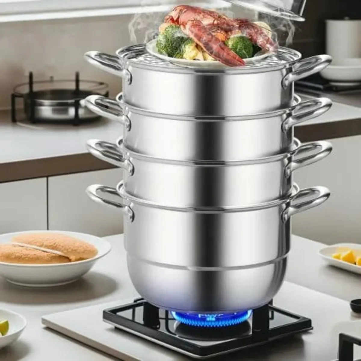 Dumpling Steamer Stainless Steel 5 Titer Stainless - Image 1