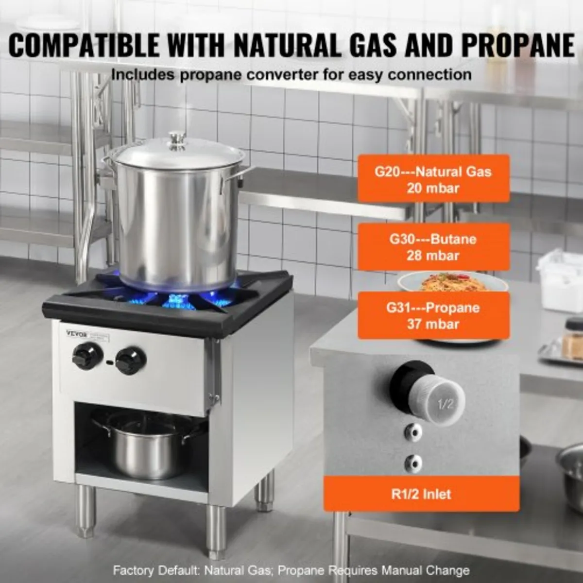 Commercial Gas Stove with Cabinet, Propane and Nat - Image 3
