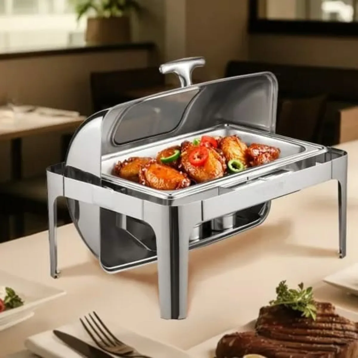 Roll Top Chafing Dish Buffet Complete Set, 9 Qt 1 - Image 1
