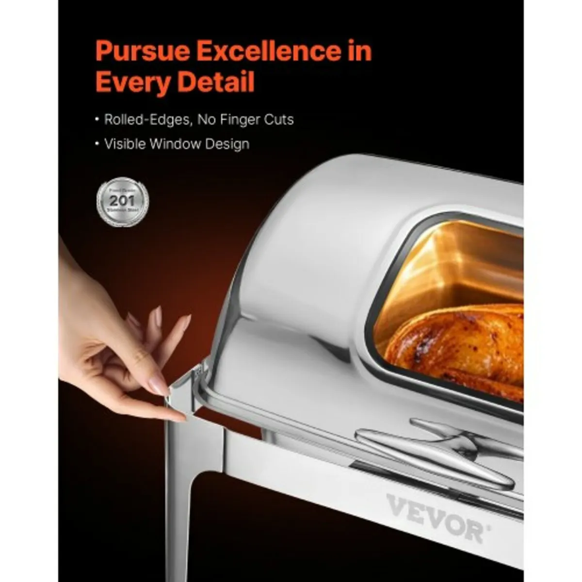 Roll Top Chafing Dish Buffet Complete Set, 9 Qt 1 - Image 4