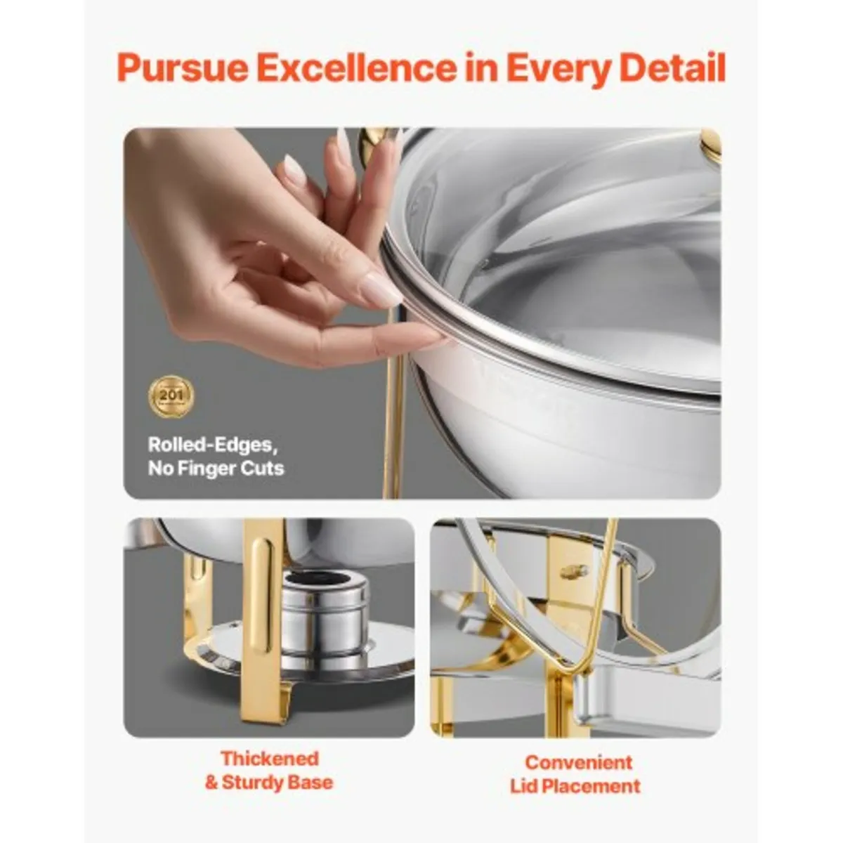 Chafing Dish Buffet Set, 5 Qt 4 Pack, Stainless St - Image 2