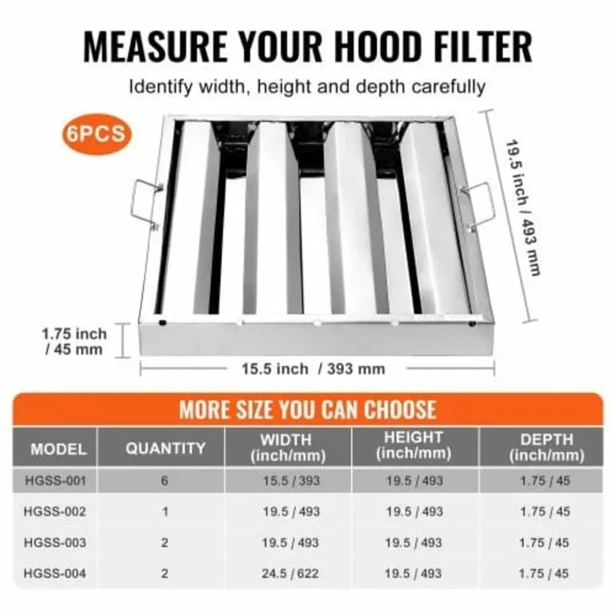 Commercial Hood Filter, 15.5W x 19.5H Inch Range H - Image 2