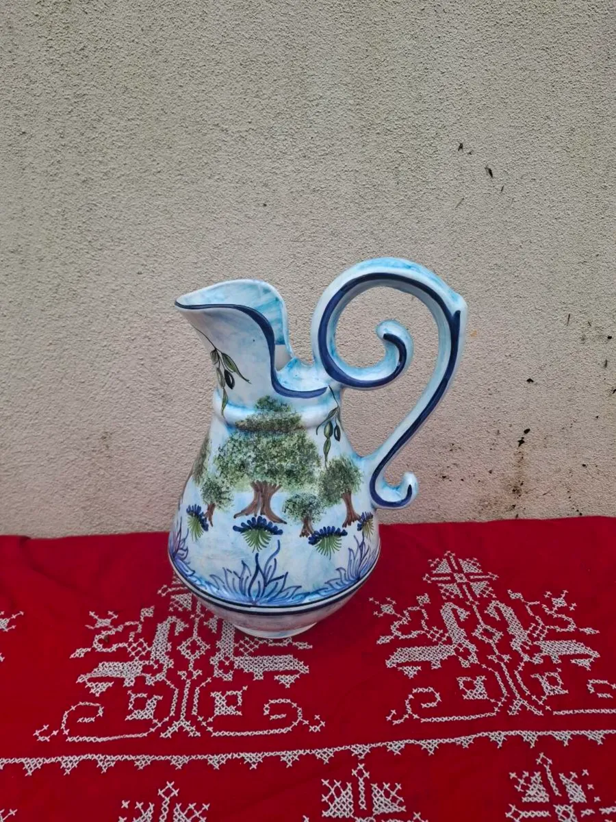 Tall ceramic blue pitcher postage possible - Image 1