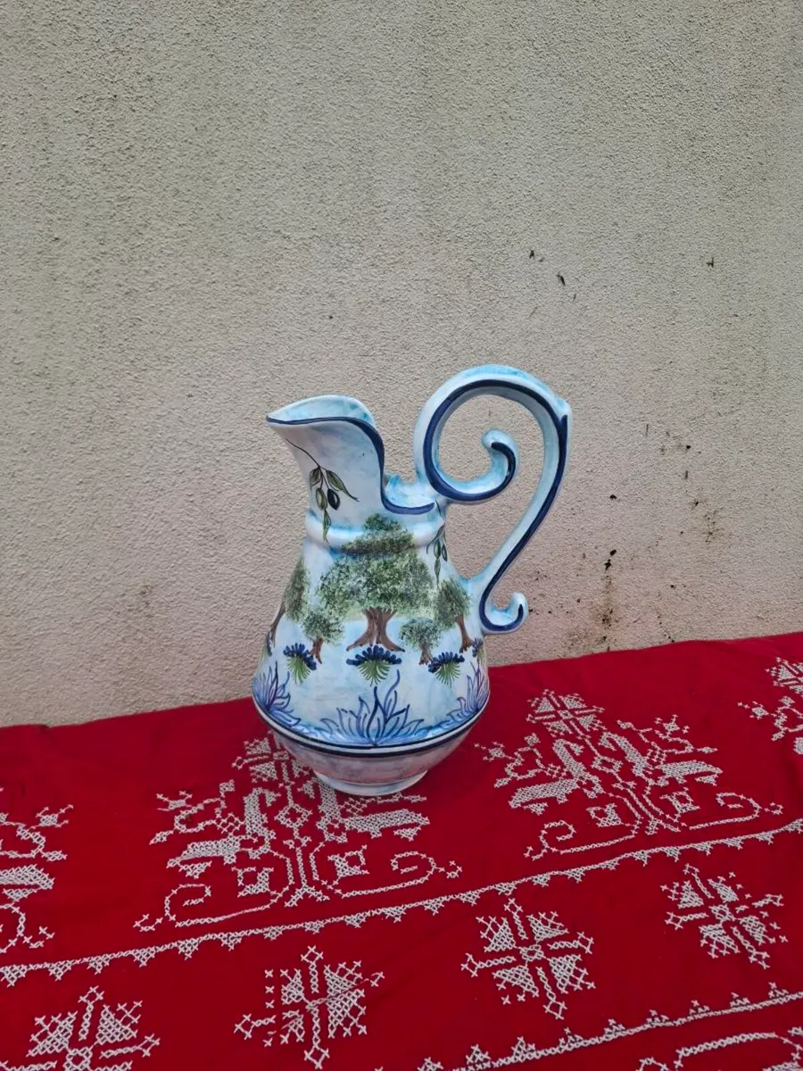 Tall ceramic blue pitcher postage possible - Image 2