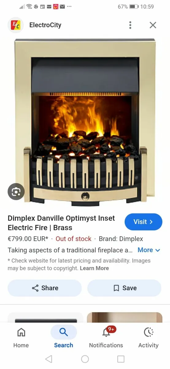 Dimplex optimyst electric fire insert - Image 1