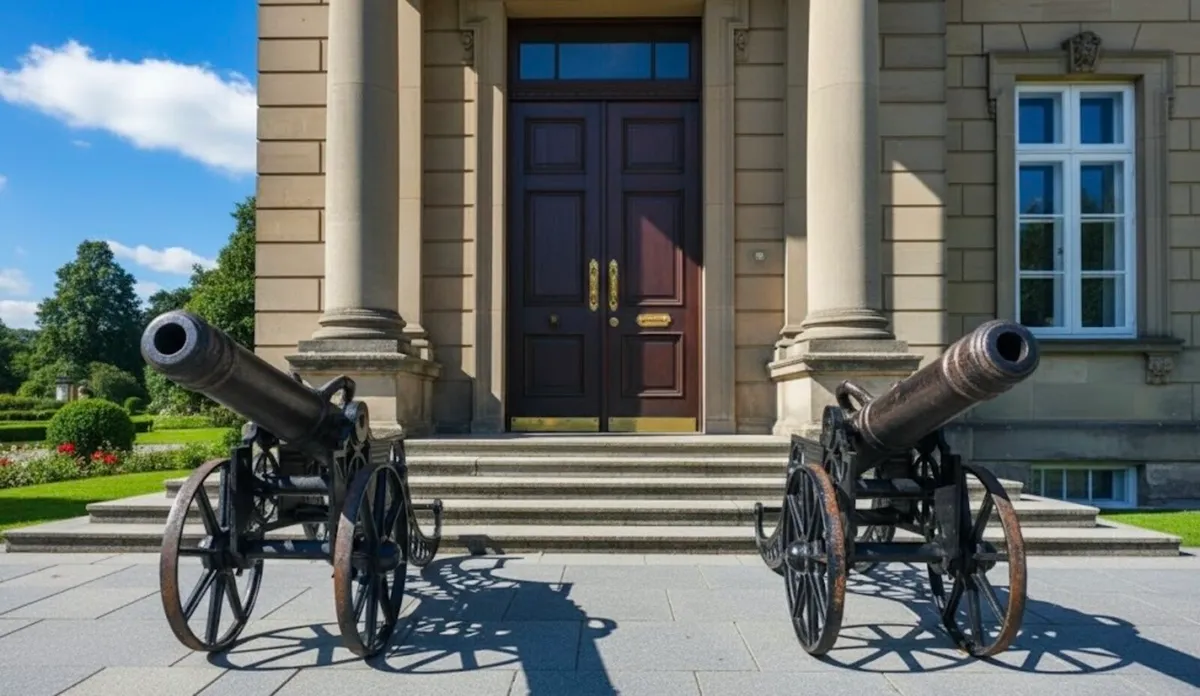 Pair cast iron cannons large - Image 1