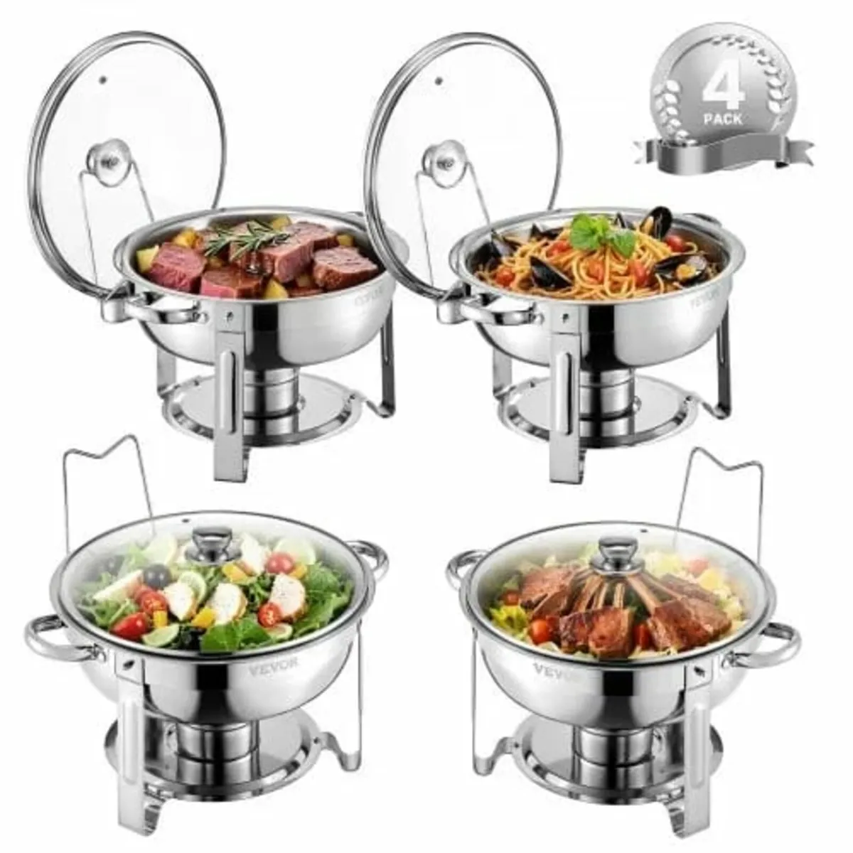 Chafing Dish Buffet Set, 5 Qt 4 Pack, Stainless St - Image 1