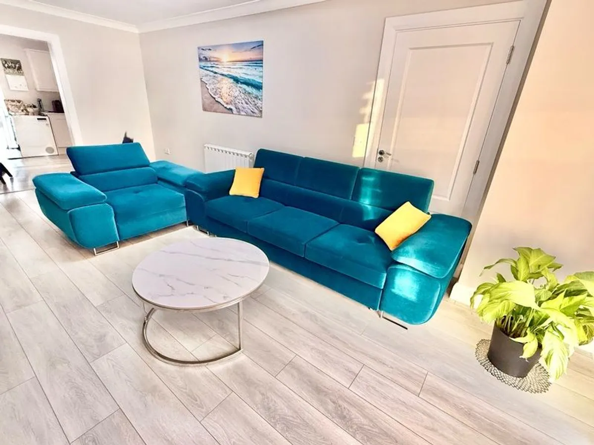 3 seater SofaBed + Armchair + Footstool  Like NEW - Image 1